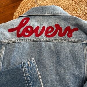 Lovers + Friends Blue Jean Jacket with Red Detail